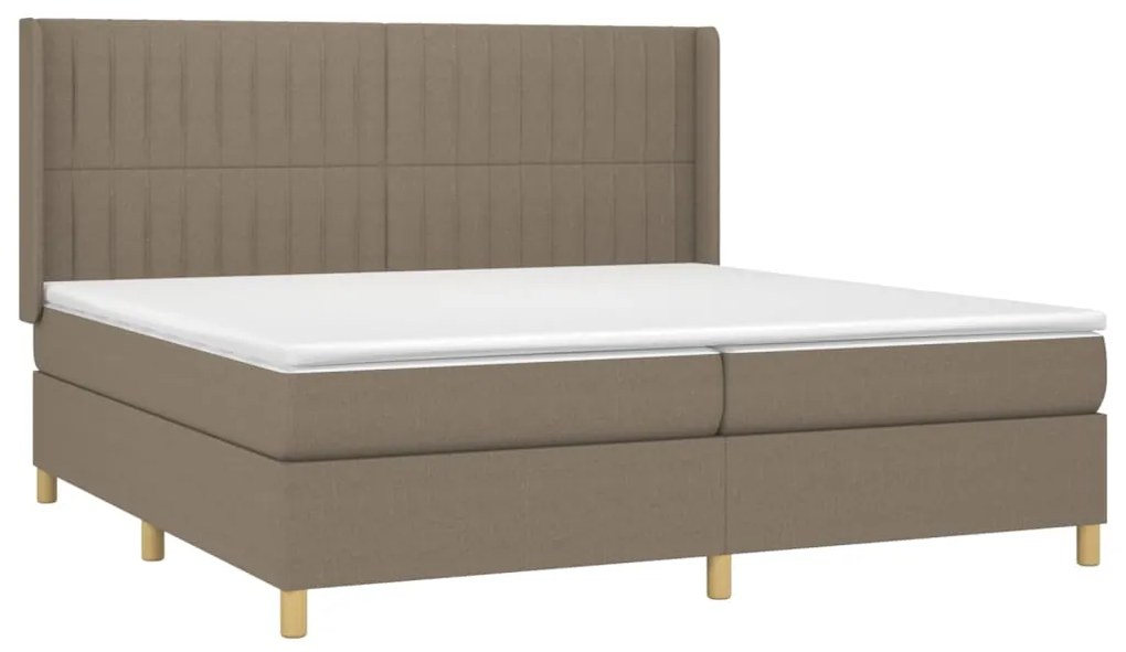 Cama box spring colchão/LED 200x200cm tecido cinza-acastanhado