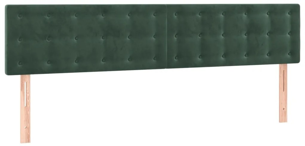 Cabeceira de cama c/luzes LED veludo 180x5x78/88cm verde-escuro