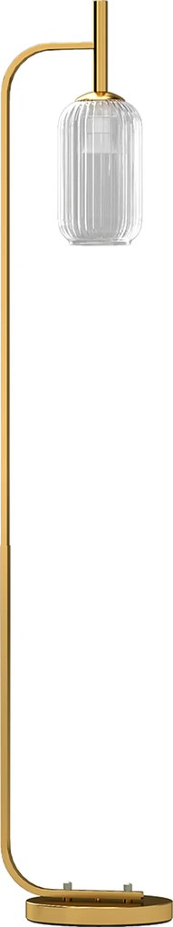 HOMCOM Candeeiro de Pé Moderno com Abajur em Vidro e Interruptor de Pedal Dourado | Aosom Portugal