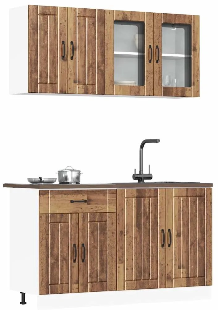 vidaXL 4 peças armário de cozinha conjunto Kalmar madeira velha