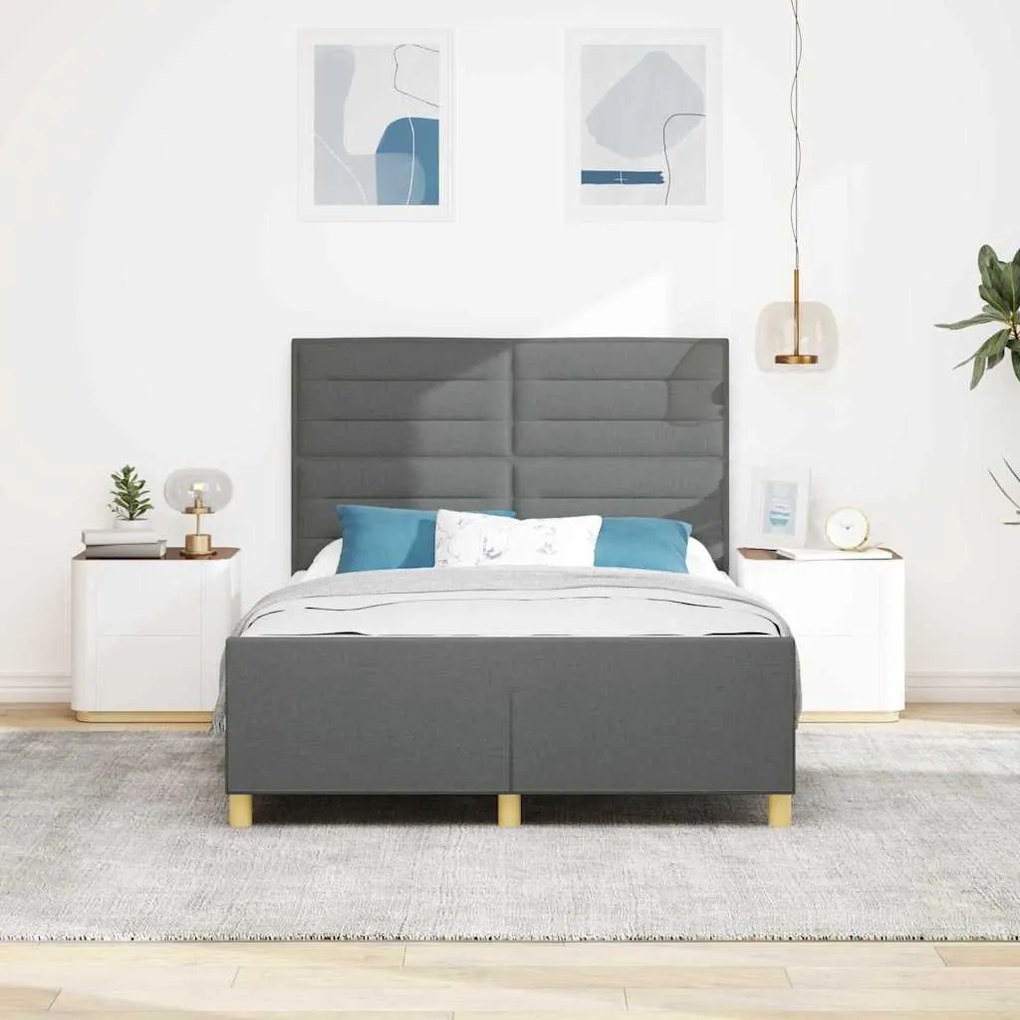 Cama vidaXL em Cinzento Escuro, 160x200 cm, Tecido