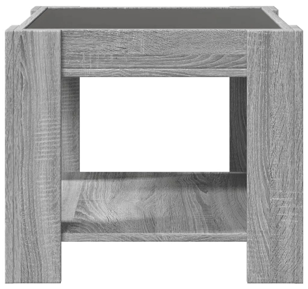 Mesa de centro c/ LEDs 53x53x45 cm derivados de madeira