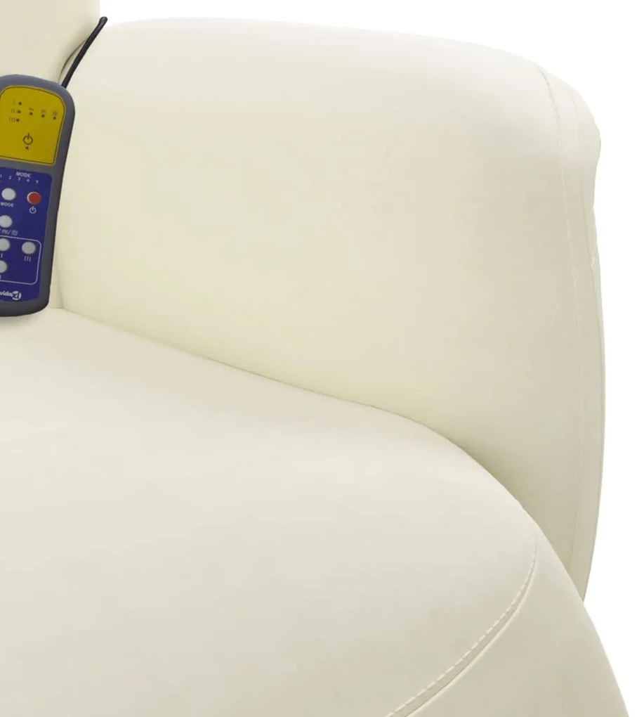 Cadeirão de massagens reclinável com apoio de pés veludo creme