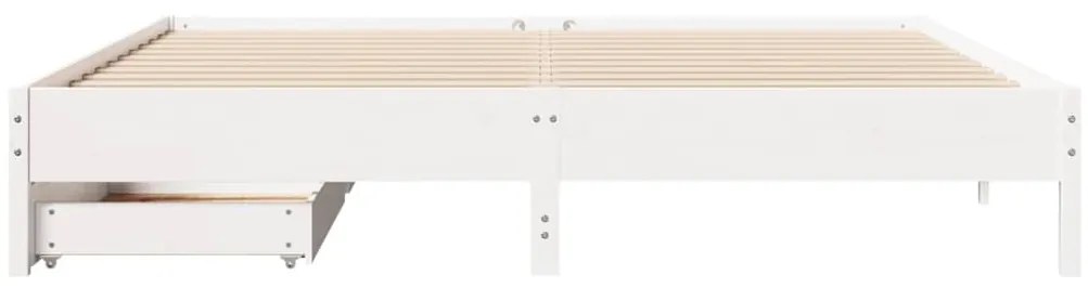 Cama sem colchão 200x200 cm madeira de pinho maciça branco