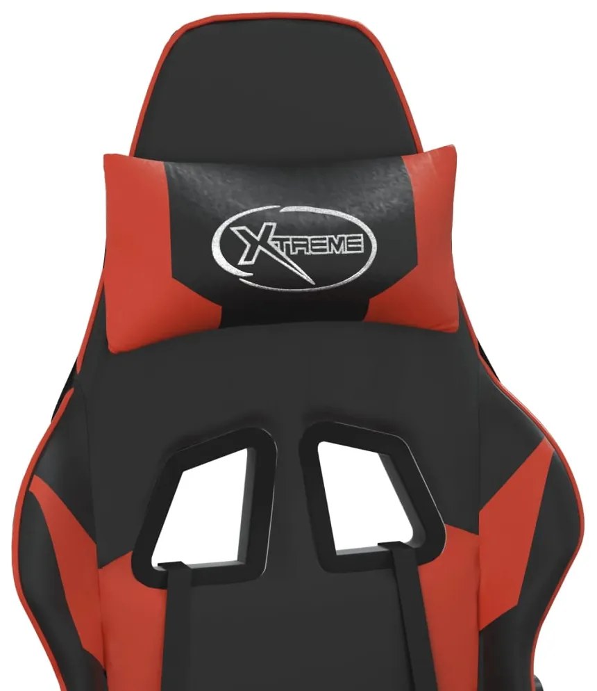 Cadeira gaming massagem + apoio pés couro artif. preto/vermelho