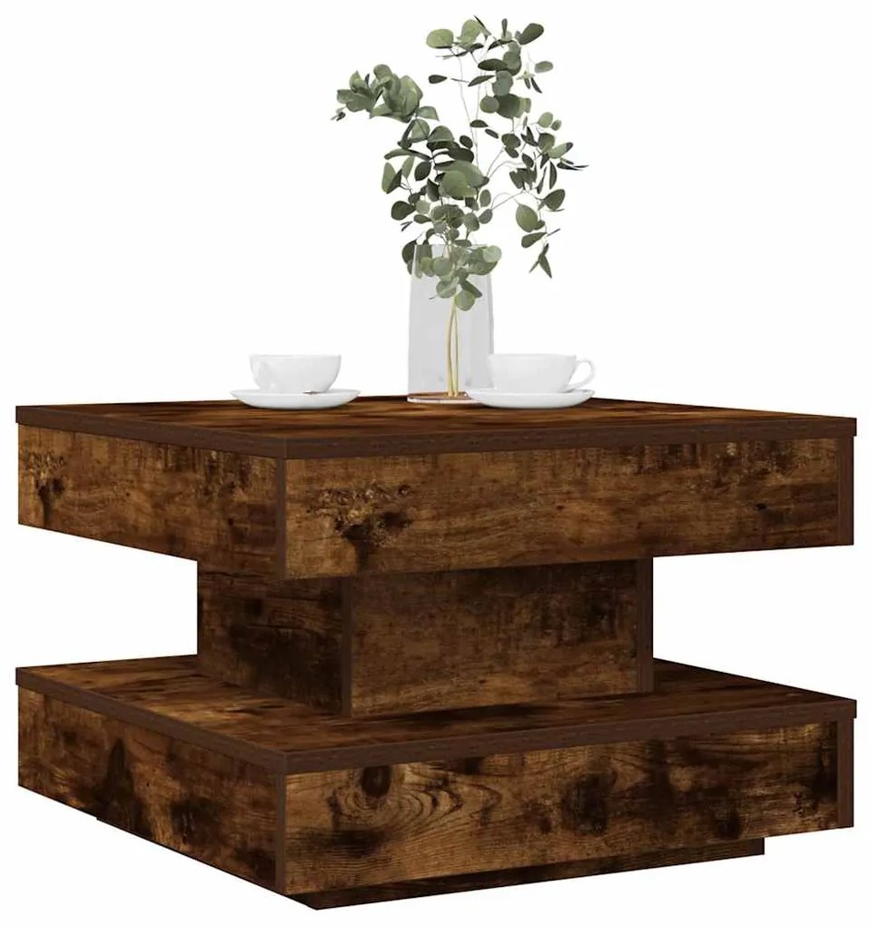 vidaXL Mesa de centro rotativa a 360graus 50x50x34,5cm carvalho fumado