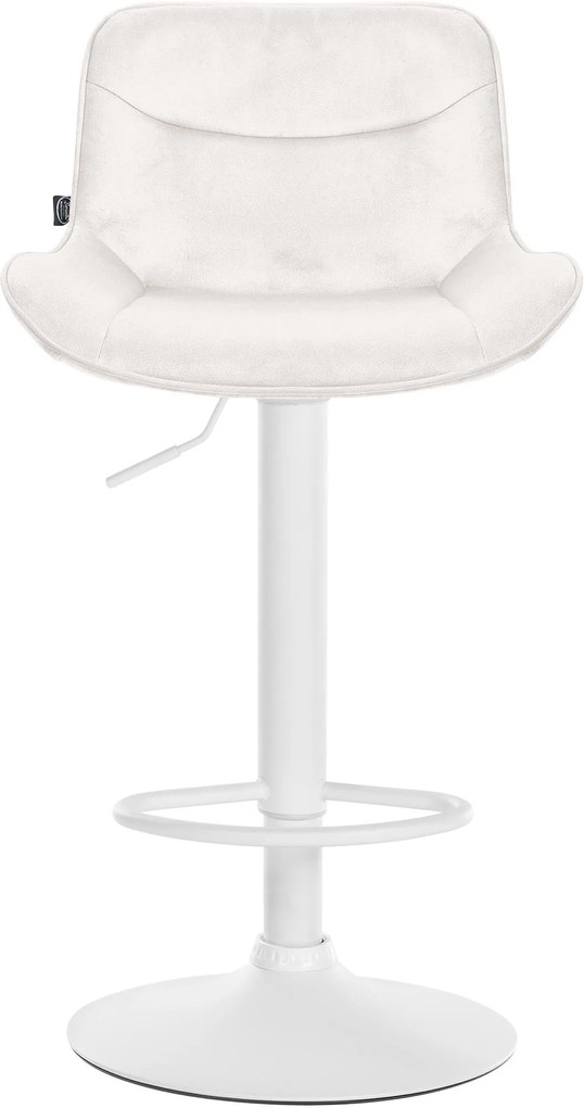 Banco alto em veludo com estrutura branca 85-106 x 49 x 51 cm cor creme