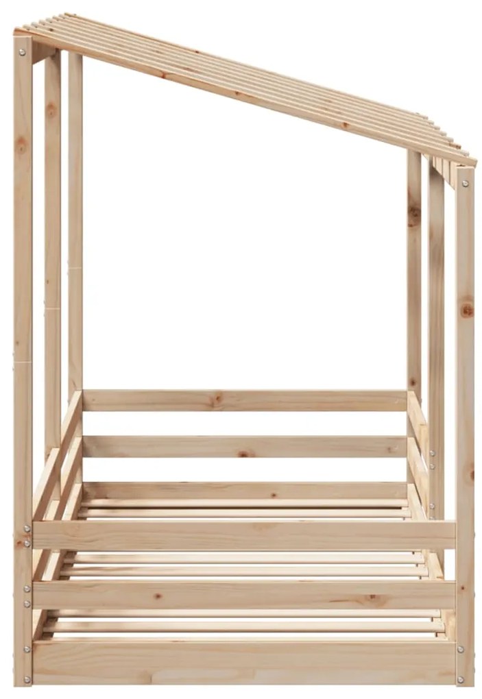 Cama infantil com telhado 80x200 cm madeira de pinho maciça