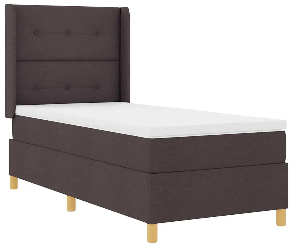 Cama Box com Colchão Castanho 100x200 cm, Tecido