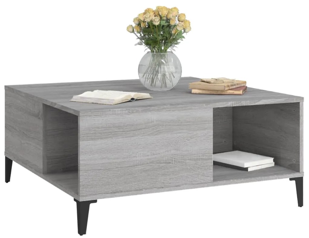 Mesa de centro 80x80x36,5 cm derivados madeira cinzento sonoma