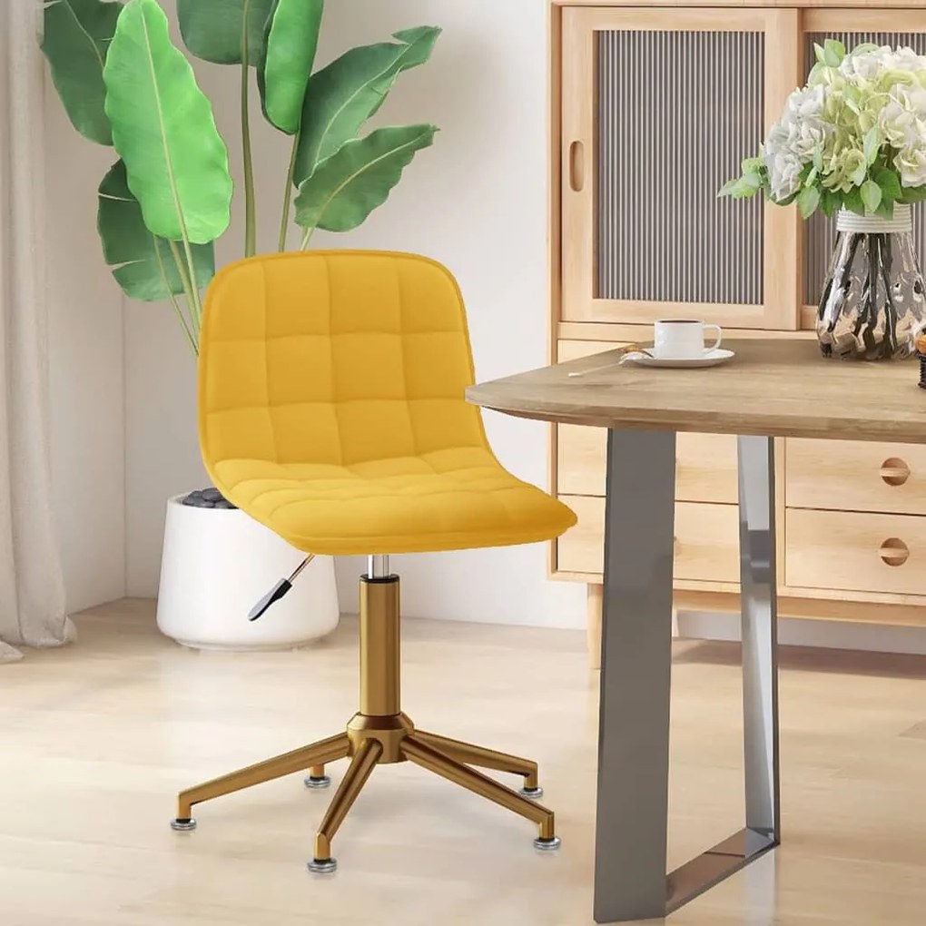 vidaXL Cadeira de jantar giratória veludo amarelo mostarda