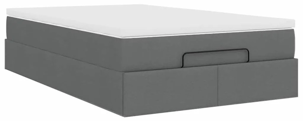 Estrutura cama otomana colchão 120x200cm tecido cinzento escuro