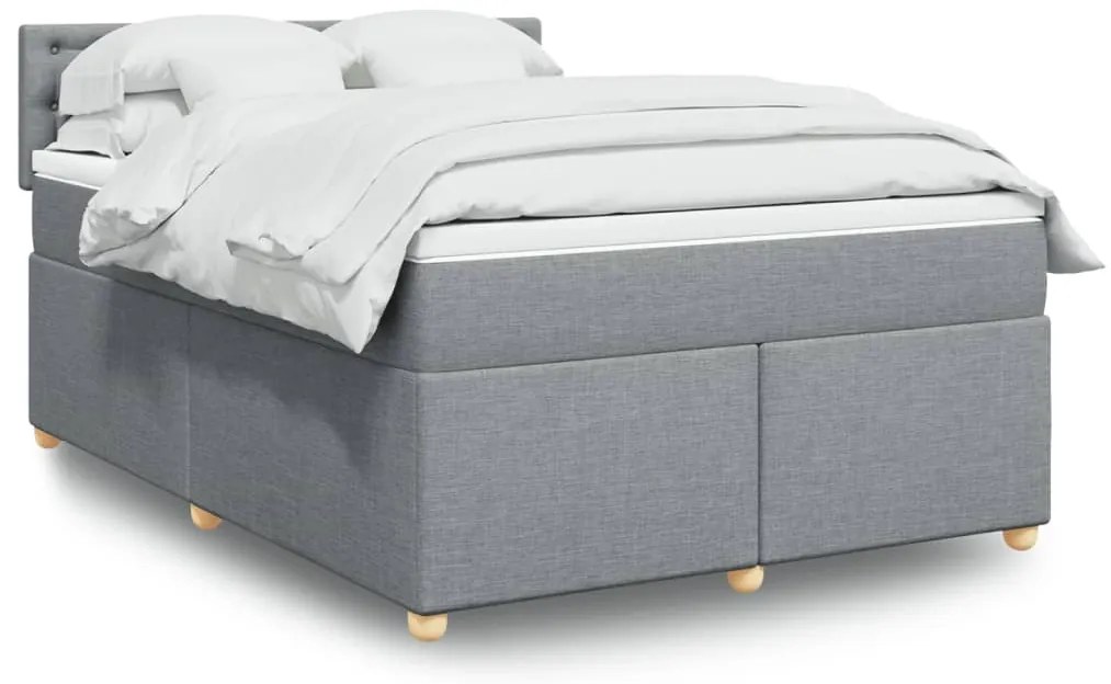 vidaXL Cama com molas/colchão 140x200 cm tecido cinzento-claro