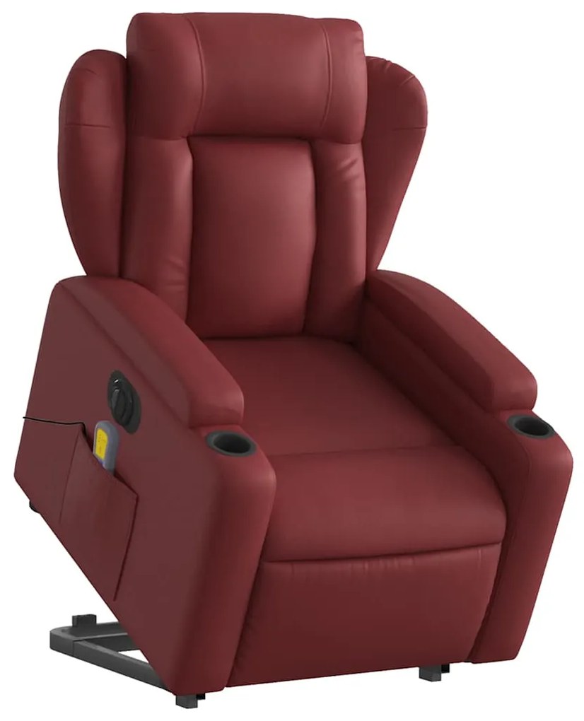 Poltrona reclin. elevatória elétrica couro artif vermelho-tinto