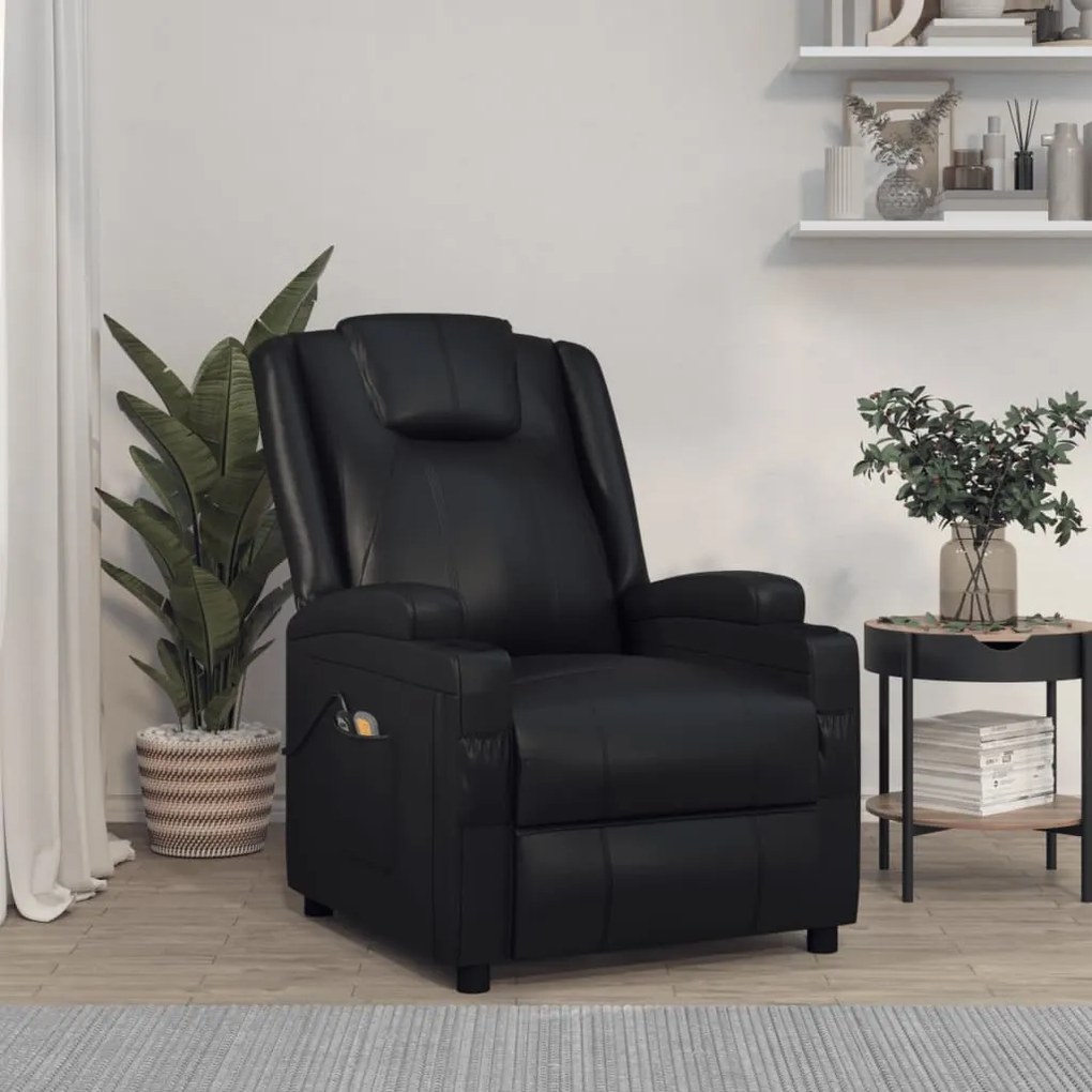 3073795 vidaXL Poltrona de massagens elétrica couro artificial preto