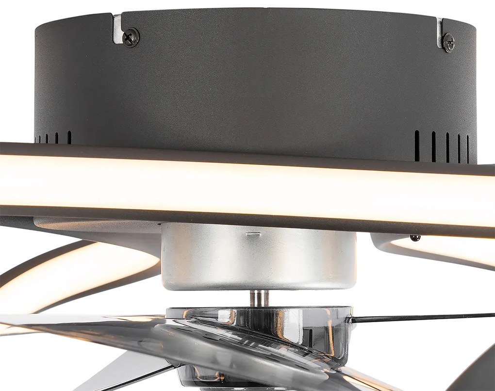 Ventilador de teto preto com LED e comando remoto - Mandy Design