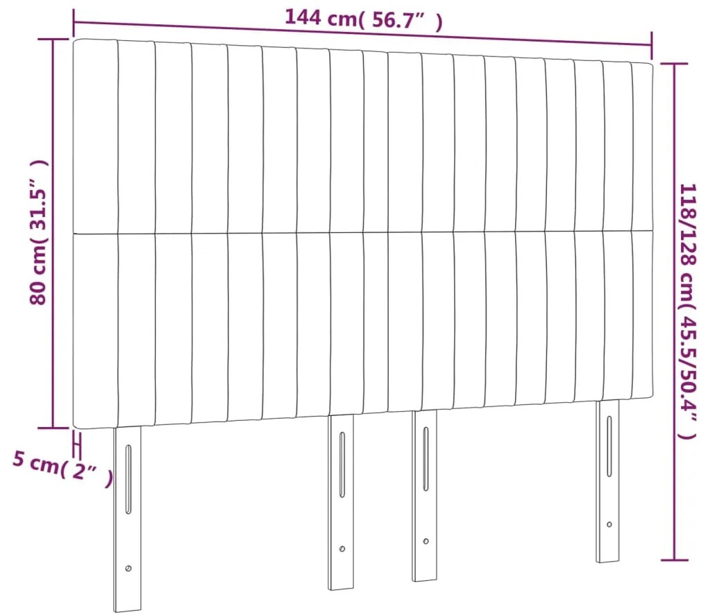 Cabeceira cama c/ luzes LED veludo 144x5x118/128cm cinza-claro