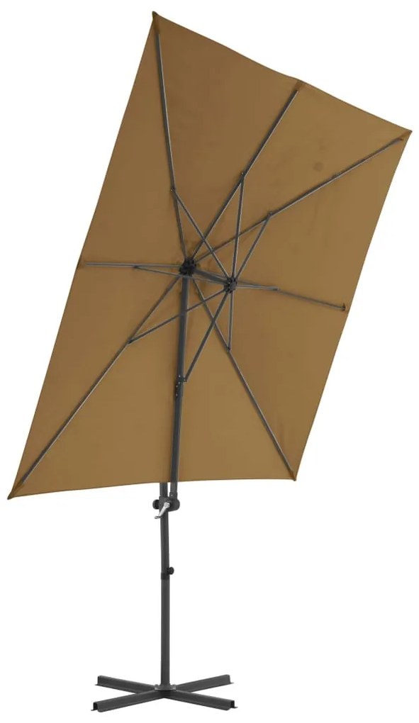 Guarda-sol cantilever c/ poste aço 250x250 cm cinza-acastanhado