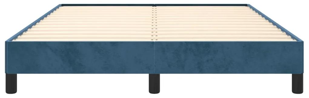 Estrutura de cama 140x190 cm veludo azul-escuro