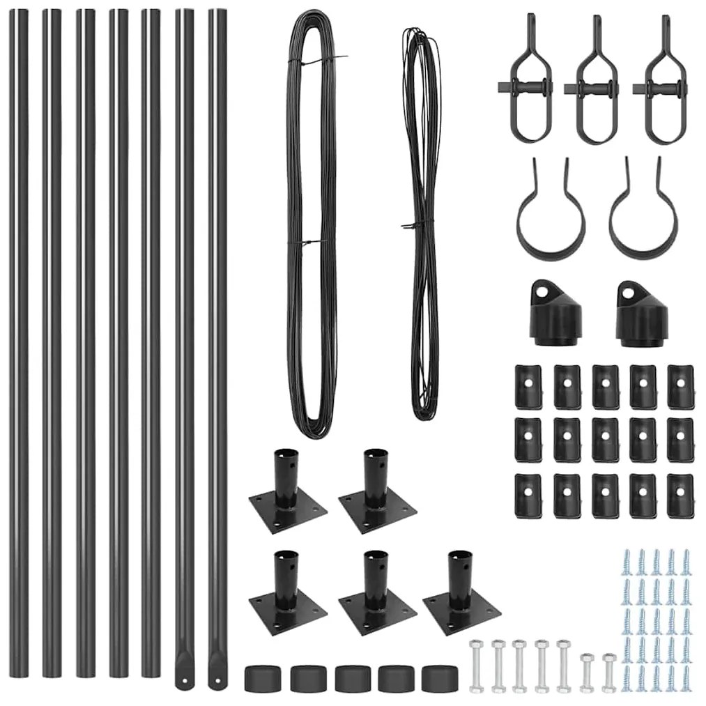 Conjunto de Postes de Cerca Manual 7 pcs Cinzeto Ø32mm 160 cm