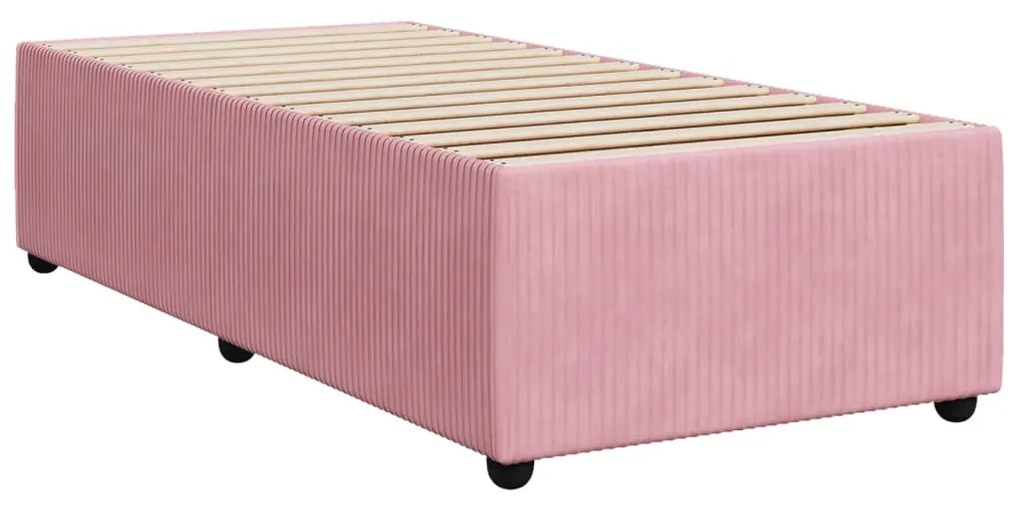 Cama com molas/colchão 100x200 cm veludo rosa