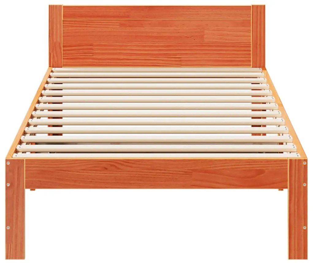 Cama sem colchão 90x200 cm pinho maciço castanho-mel