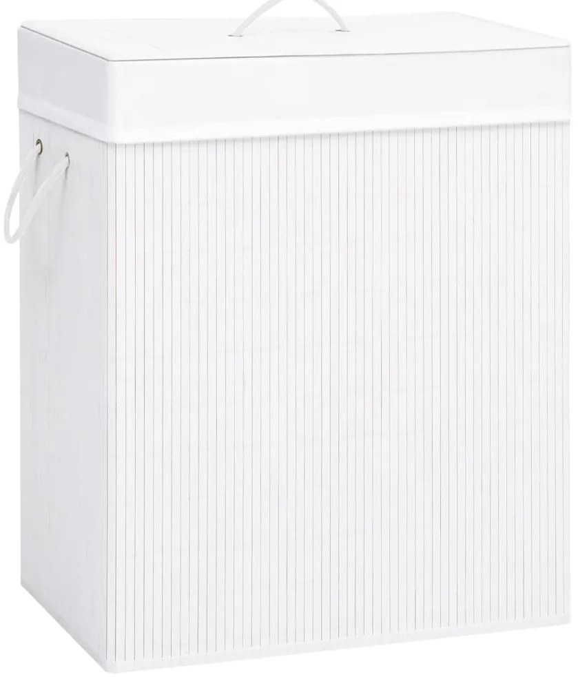 Cesto para roupa suja c/ secção única 83 L bambu branco