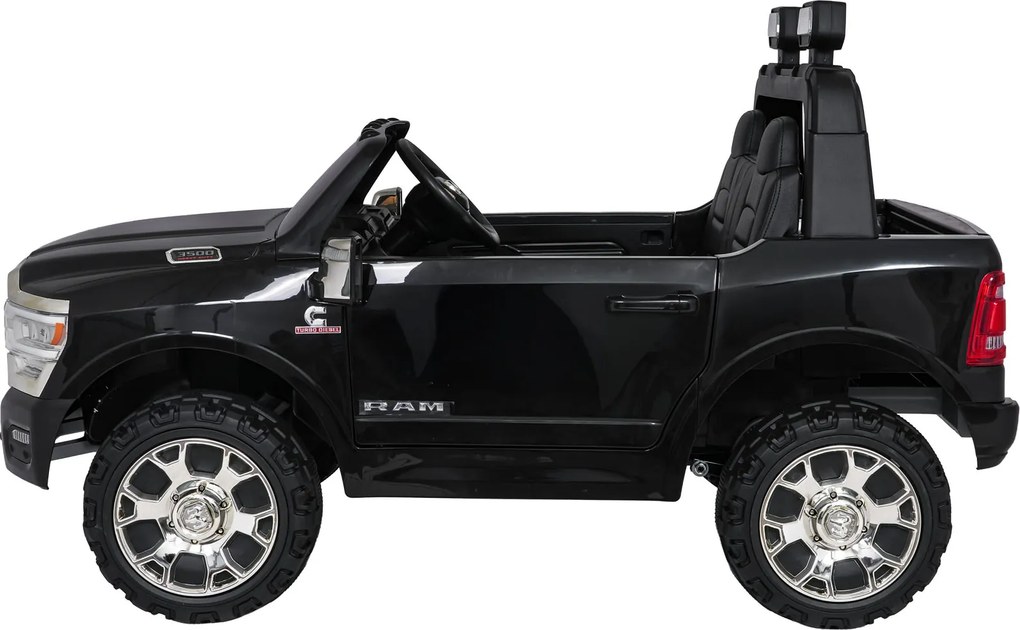 Jipe elétrico para Crianças 24V RAM 3500 Rodas de espuma EVA, assento Couro ecológico Preto