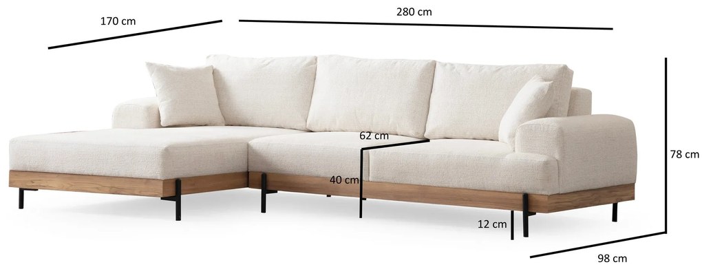 Sofá de Esquina Eti – Branco – 170 x 280 cm