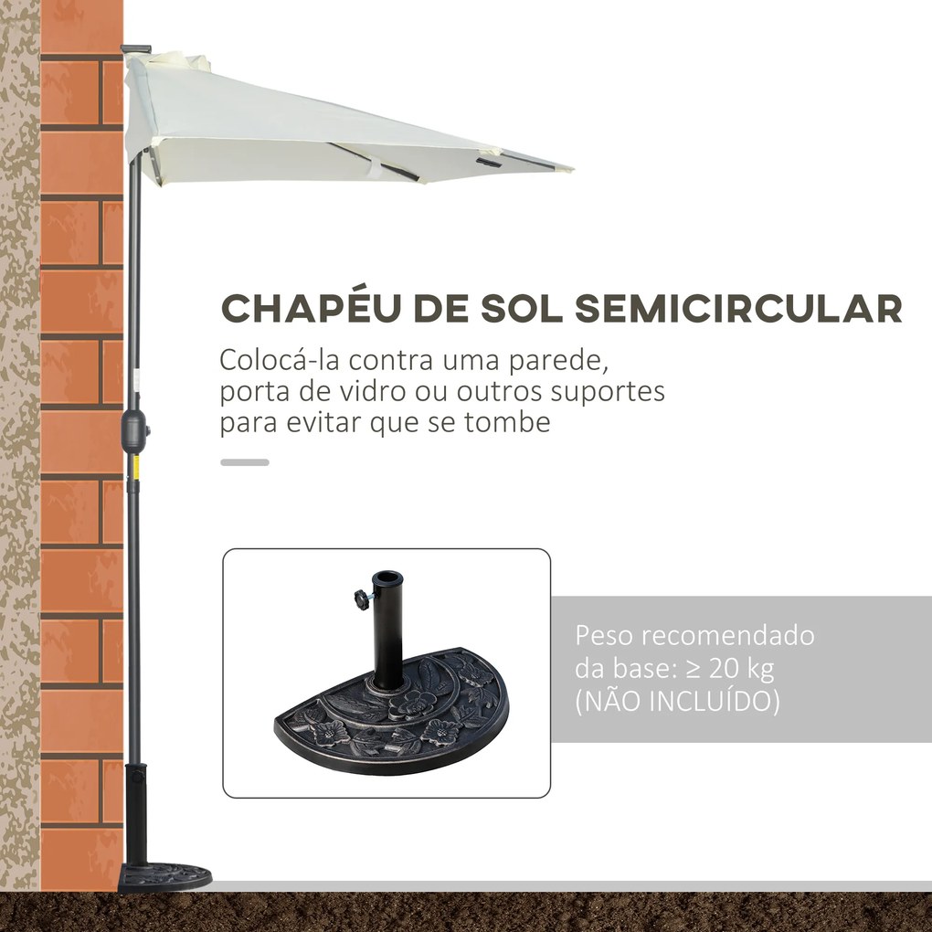 Chapéu de Sol de Jardim com 24 Luzes LED Solar Semicircular com Manivela Teto de Ventilação 265x135x240 cm Bege