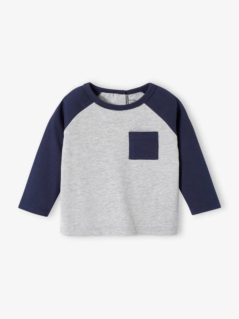Camisola colorblock de mangas raglan, para bebé azul-noite