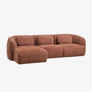 Sofá Modular Chaise Longue Esquerdo De 3 Peças Em Chenille Coquette Chenille Castanho Ferrugem - Sklum
