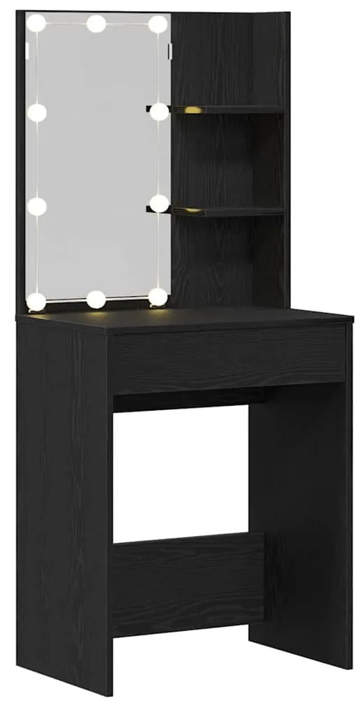 Mesa de Maquilhagem LED vidaXL em Carvalho Preto, 60x40x140 cm, Feita
