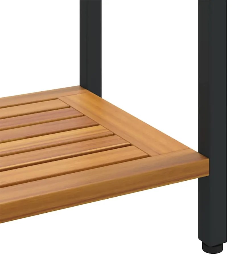 Mesa Externa Natural e Preta 35x110x75 cm em Madeira Maciça e Aço