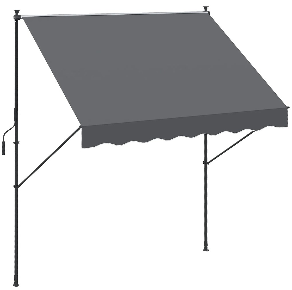 Outsunny Toldo Manual Retrátil 200x170x200-290cm Toldo Ajustável com Manivela Proteção Solar UV40+ para Varanda Jardim Cinza