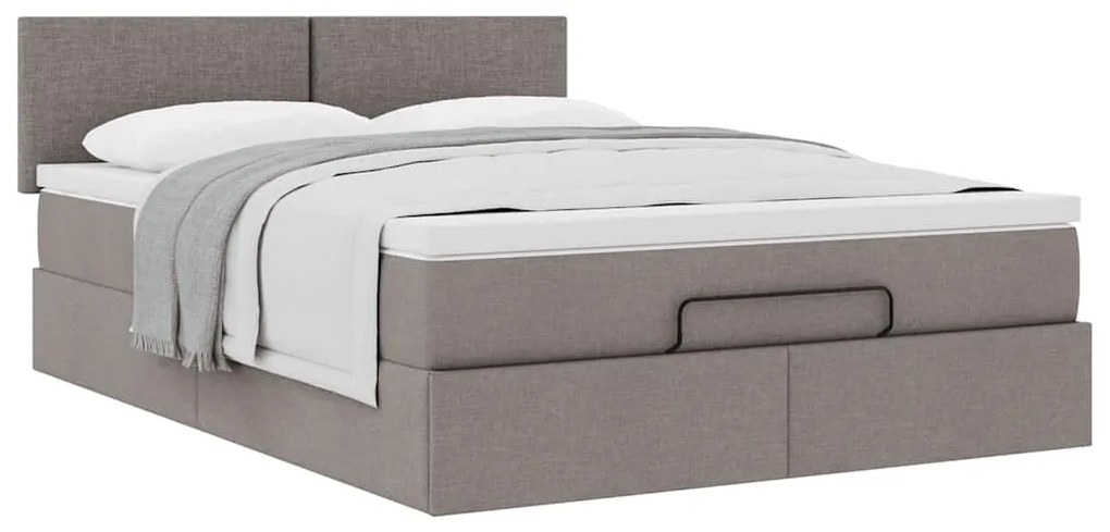 Cama otomana com colchão 140x200 cm tecido cinza