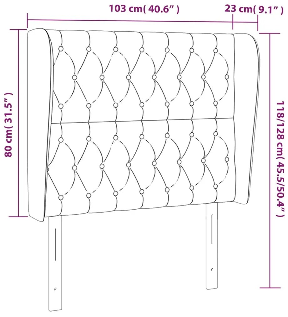 Cabeceira de cama c/ abas veludo 103x23x118/128 cm preto