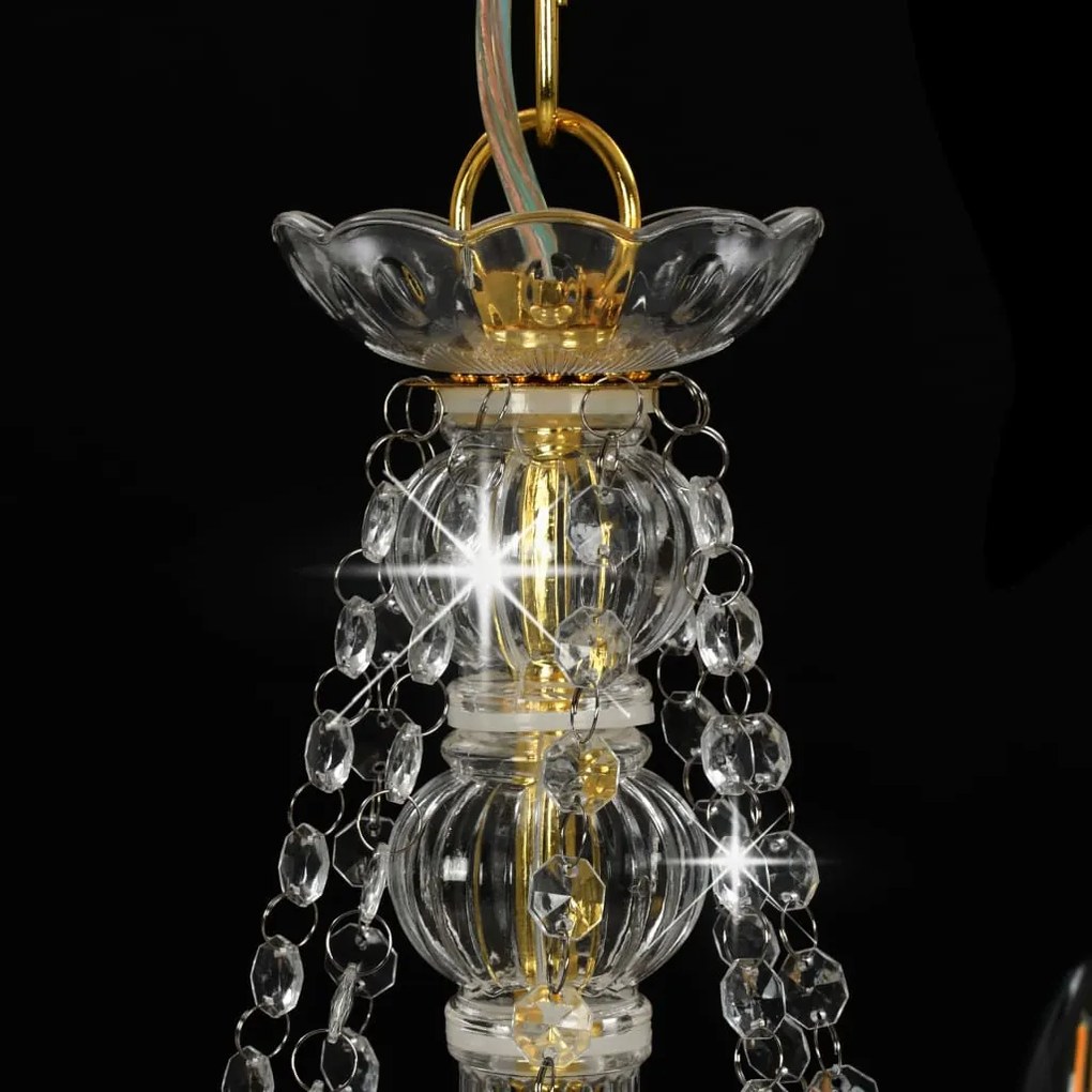 Lustre com contas lâmpadas 8 x E14 dourado