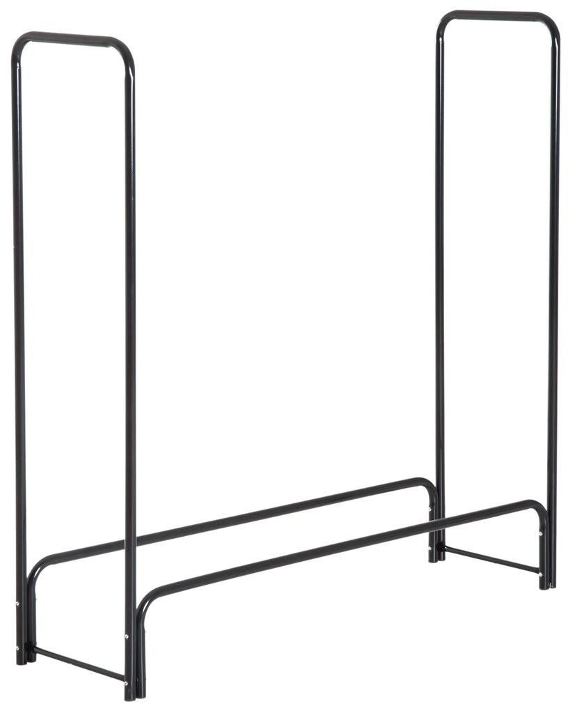 HOMCOM Suporte para Lenhas 122x35x122 cm Porta Lenha de Metal para Exterior e Interior Carga Máxima 150 kg Preto
