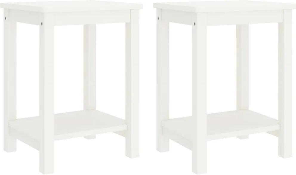 Mesas de cabeceira 2 pcs 35x30x47 cm pinho maciço branco