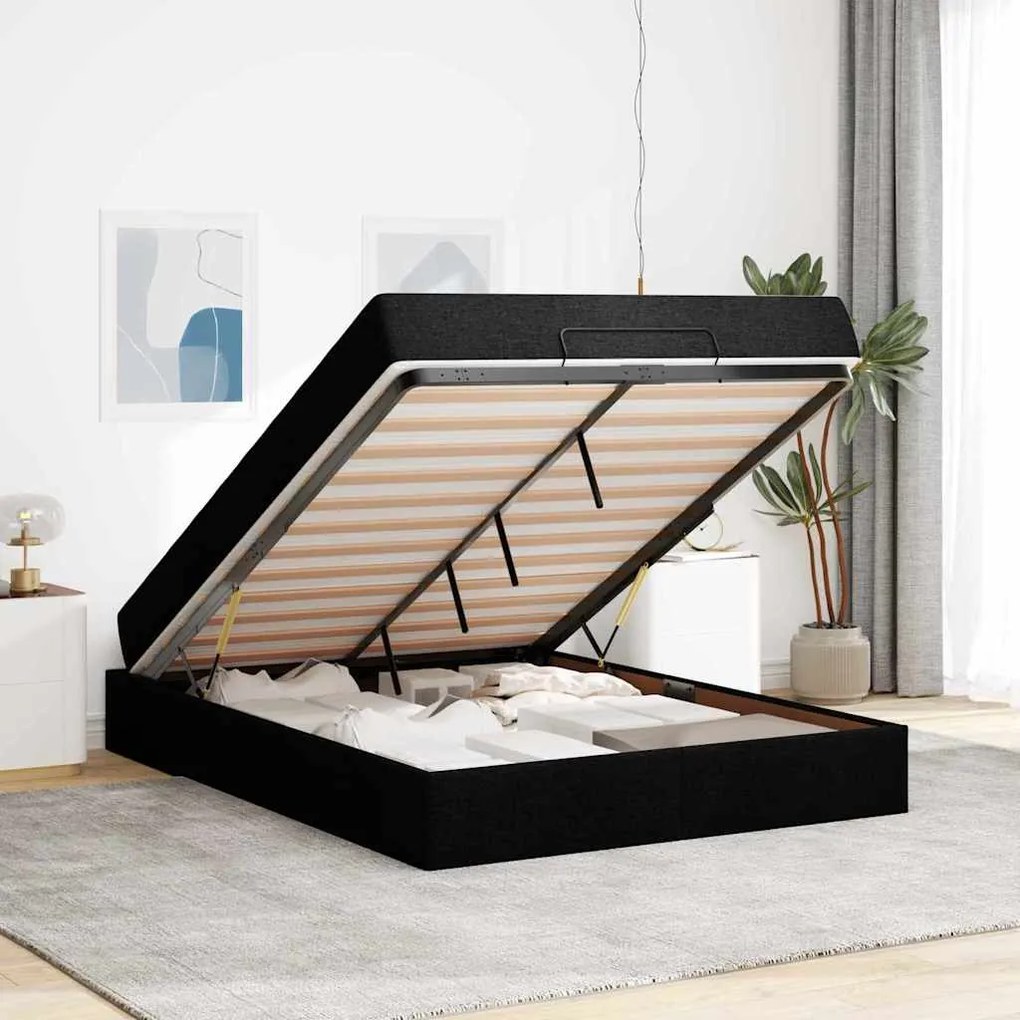 Estrutura da Cama Outros com armazenamento Preto 160 x 200 cm tecido