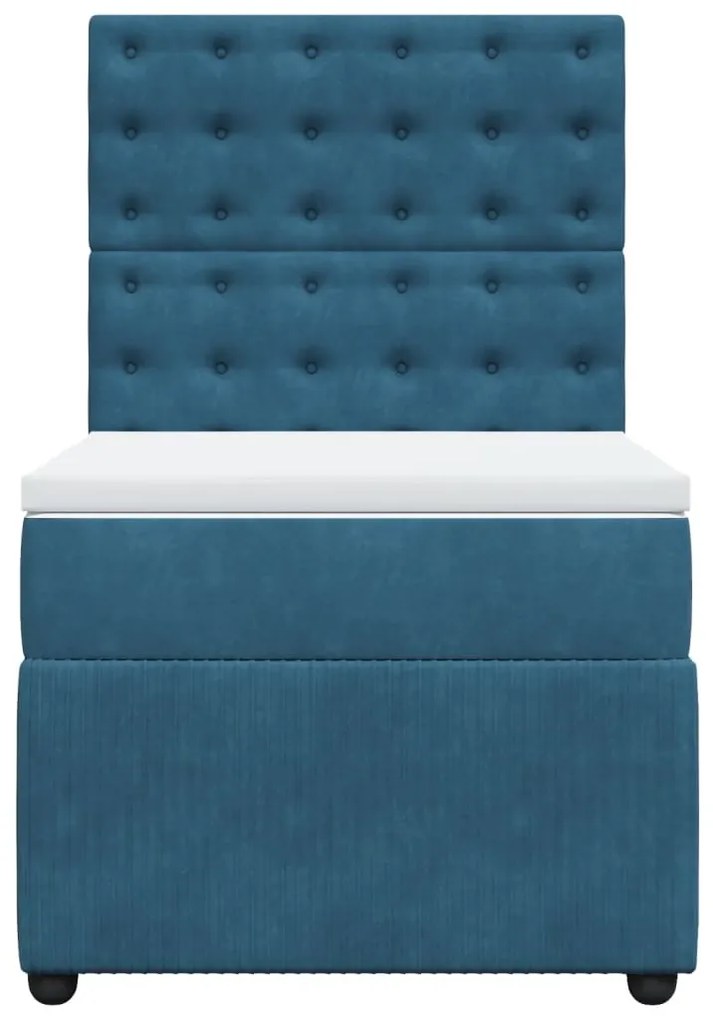 Cama boxspring com colchão 80x200 cm veludo azul