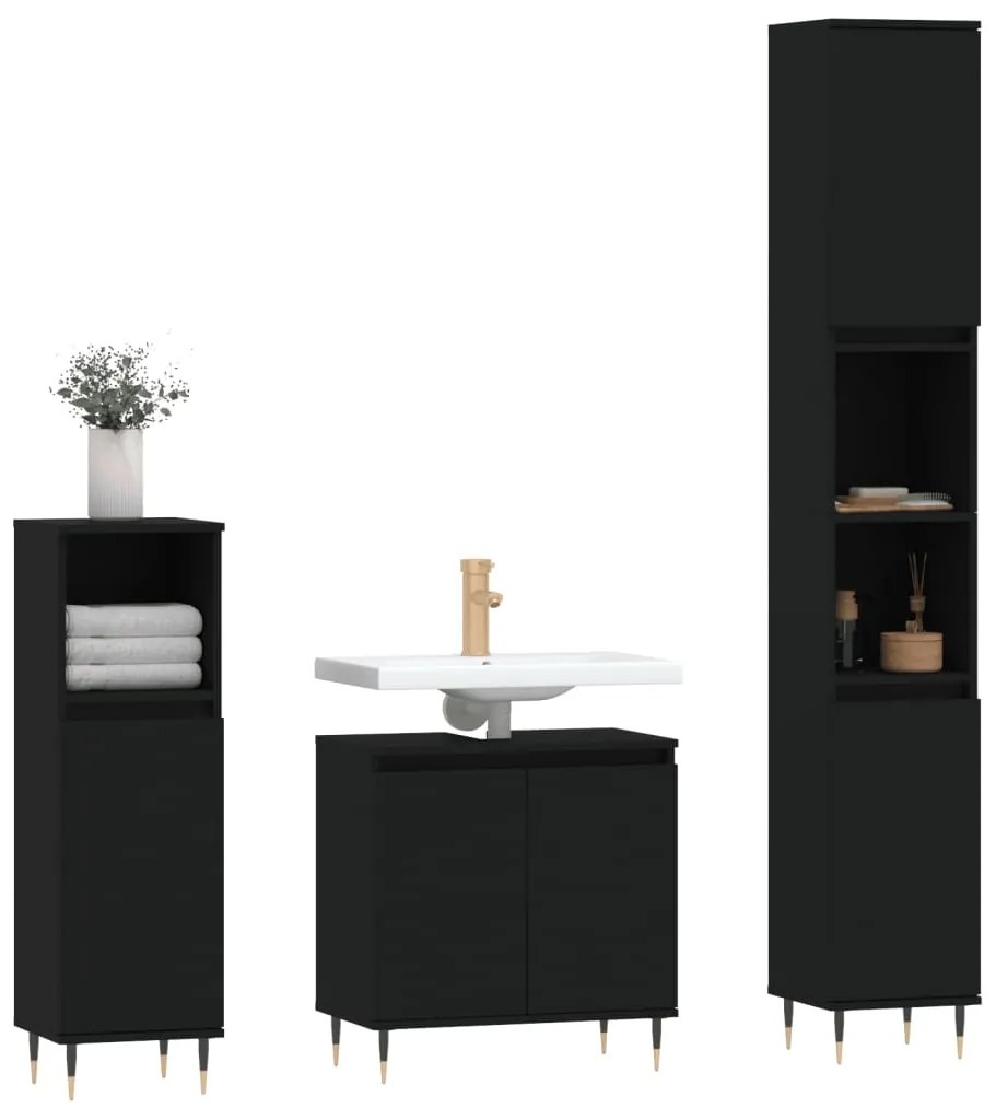 Conjunto de Móveis Eloa para Casa de Banho - Preto - Design Nórdico