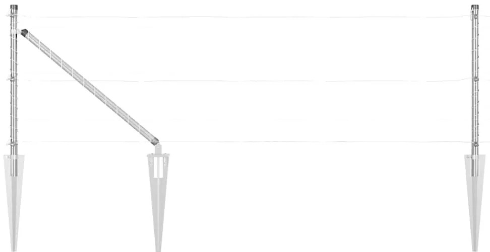 Postes de Cerca com Espeto - 52 peças, Ø32mm, 60cm, Aço Galvanizado