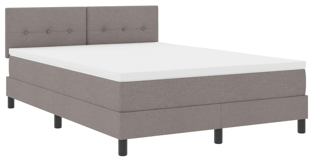 Cama Box Spring com Colchão Taupe 140x200 cm Tecido