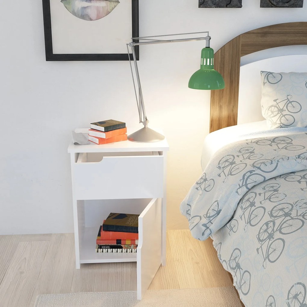 Mesa de Cabeceira Asra – Branco – 45x60x40 cm