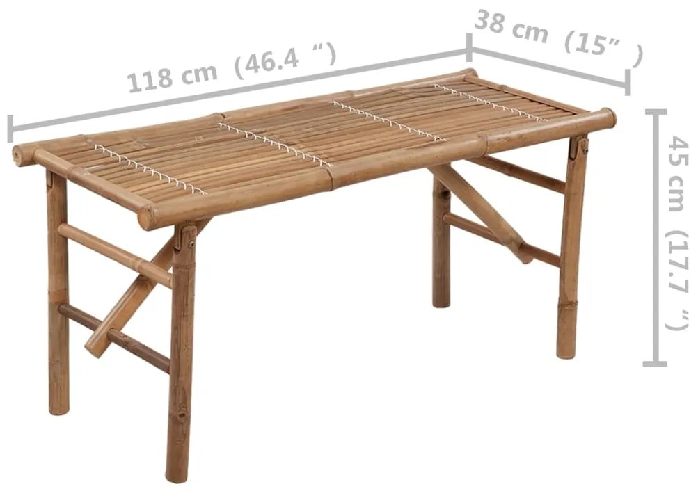 Banco de jardim dobrável com almofadão 118 cm bambu