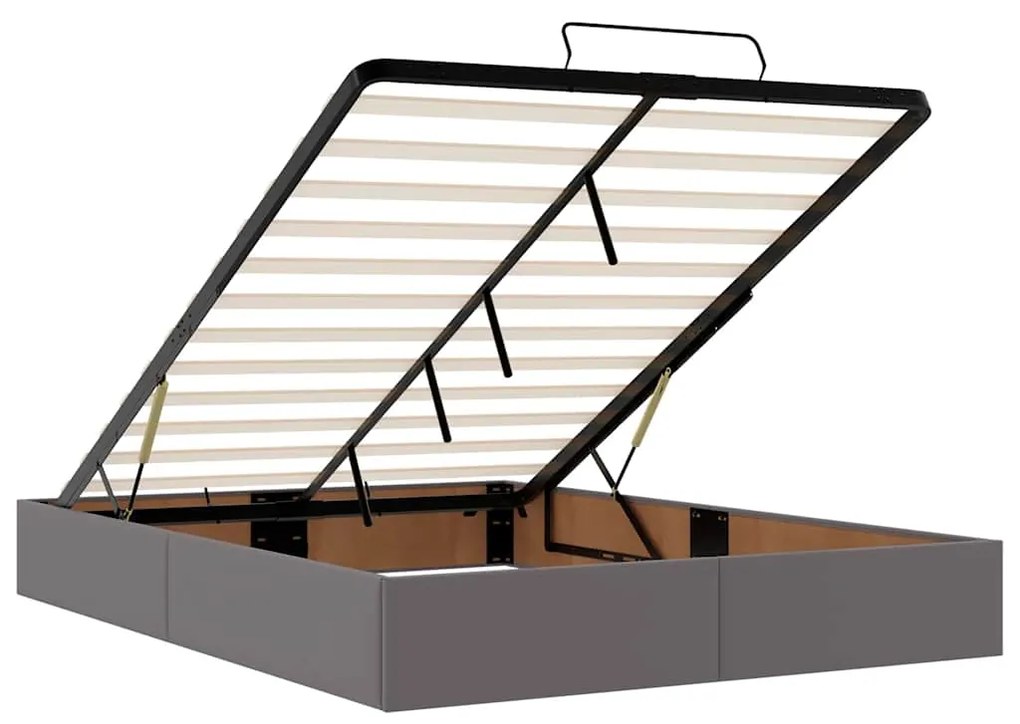 Estrutura de cama otomana com colchão 140x190 cm cinzenta