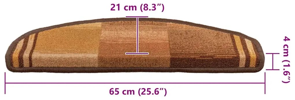 Tapetes de escadas adesivos 10 pcs 65x21x4 cm castanho