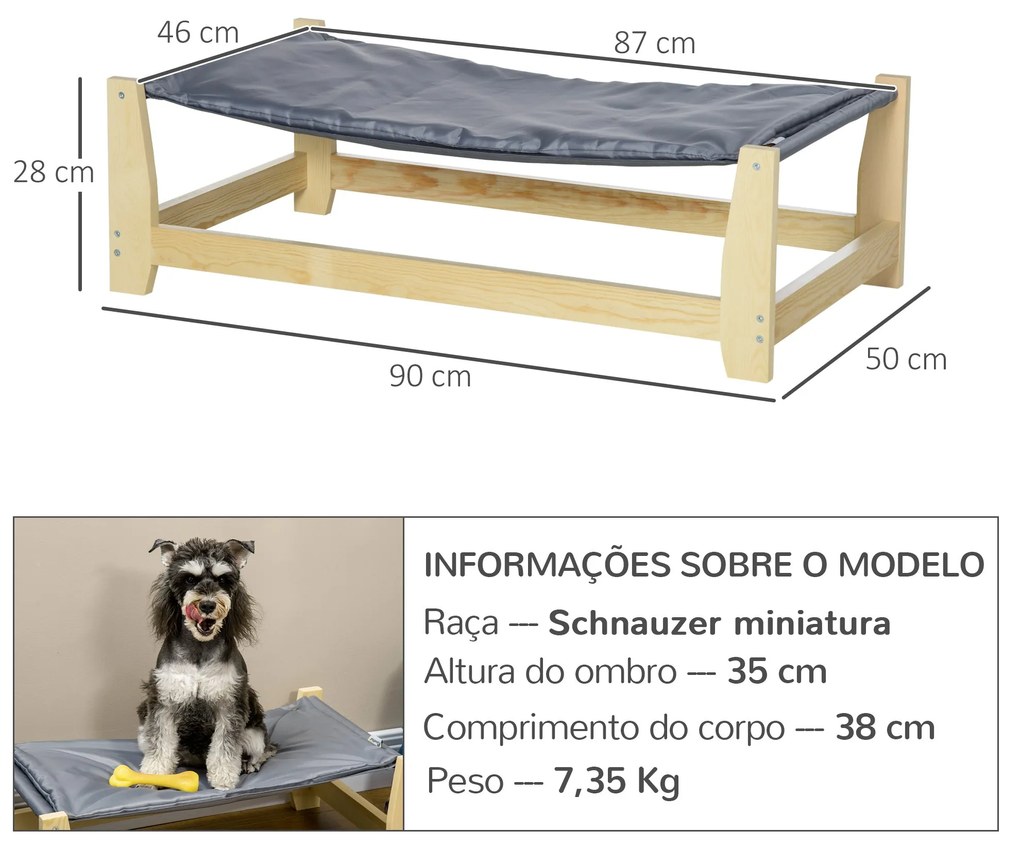 PawHut Cama Elevada para Cães Cama Elevada para Animais de Estimação P